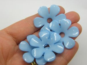 30 Flower bead caps blue AS plastic FS314