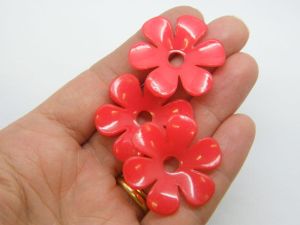 30 Flower bead caps red AS plastic FS314