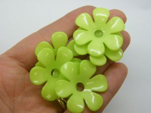 30 Flower bead caps green AS plastic FS314