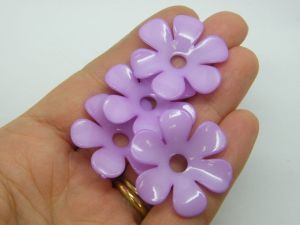 30 Flower bead caps orchid purple AS plastic FS314
