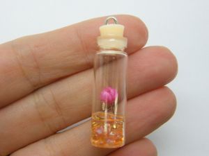 8 Dried flower in a bottle peach pendants glass M338