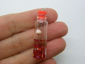 8 Dried flower in a bottle red pendants glass M491