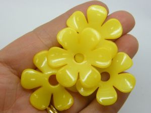 30 Flower bead caps yellow AS plastic FS314