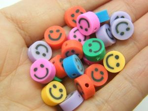30 Face beads random mixed polymer clay AB738 - SALE 50% OFF