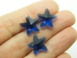 20 Starfish charms dark blue glass FF571