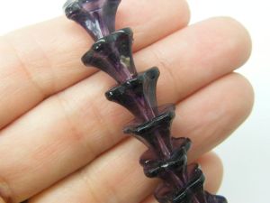 10 Flower beads hand made glass work grape purple AB733