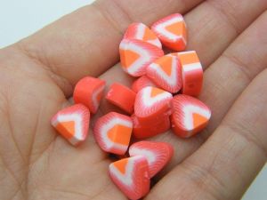 30 Strawberry fruit beads red white polymer clay FD209 - SALE 50% OFF