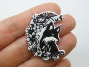 2 Fox crescent flowers pendants acrylic A2