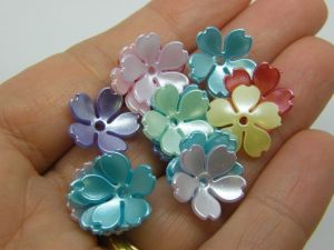100 Flower bead caps random mixed acrylic FS244