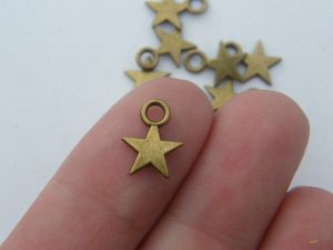 14 Star charms antique bronze tone S267