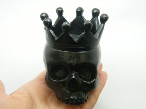1 Skull candle holder Halloween decoration black resin HC