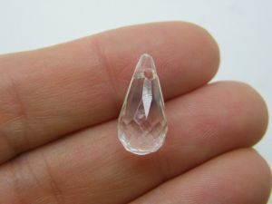 100 Teardrop faceted charms clear transparent acrylic M524