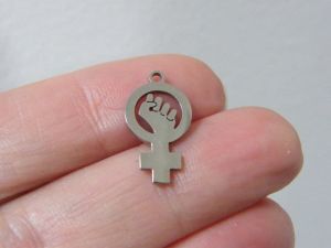 2 Feminism pendants stainless steel M164