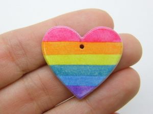 2  Heart rainbow pendants acrylic H327
