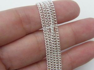 4m Chain  silver plated 2 x 3mm loops