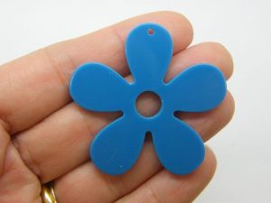 8 Large statement Flower pendants  blue resin F305