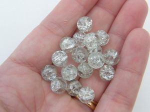 100 Clear crackle 8mm glass beads B123