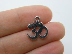 10 OM charms antique silver tone I200