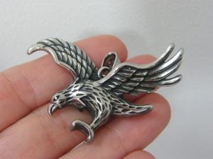 1 Eagle hawk pendant antique silver tone stainless steel B201