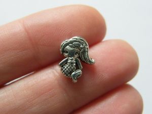 10 Mermaid bead antique silver tone FF248