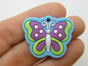 8 Butterfly pendants PVC plastic A854