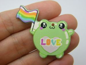2 Frog love rainbow pendants acrylic A654