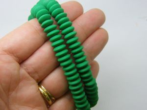 110 Green beads flat round polymer clay B115