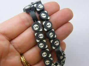 38 Bear beads black polymer clay B308