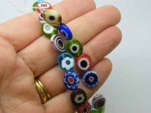 26 Oval flower spiral beads hand made millefiori random mixed B309