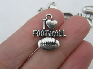 12 I love football pendants antique silver tone SP18