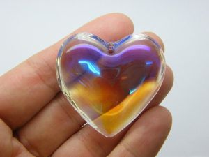 1 Heart pendant clear AB glass H140