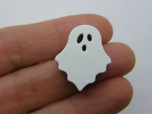 8 Ghost Halloween beads white wood HC