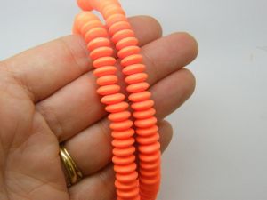 110 Neon orange beads flat round polymer clay OB172