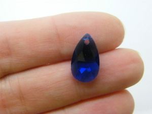 8 Teardrop charms royal blue glass M194