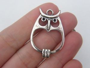 4 Owl pendants antique silver tone B287