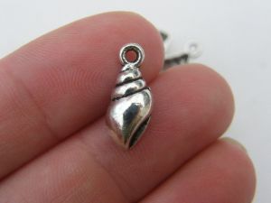 14 Shell charms antique silver tone FF149