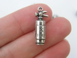 4 Fire extinguisher charms antique silver tone P422