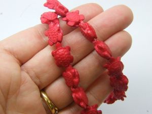 20 Turtle spacer beads synthetic red FF