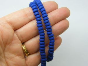 112 Royal blue beads 6 x 3mm round flat polymer clay B312  - SALE 50% OFF