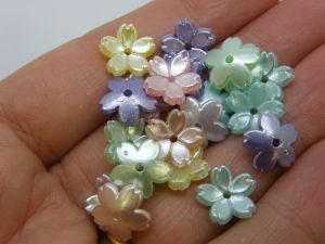 100 Flower bead caps random mixed acrylic FS90