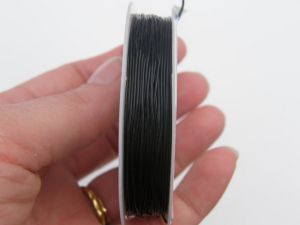 BULK 10 Roll elastic cord 0.8mm black 8m