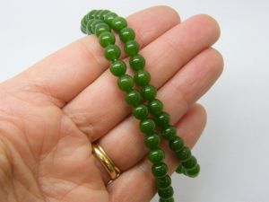 60 Beads dyed jade 6mm green B206