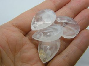 12 Teardrop pendants imitation gemstone white clear acrylic M495
