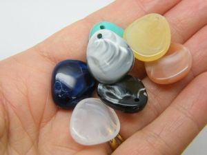 12 Teardrop pendants imitation gemstone random mixed acrylic M548- SALE 50% OFF