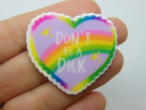 2 Don&#39;t be a dick rainbow heart pendants acrylic M440