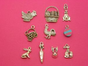 The Easter Collection - 10 antique silver tone charms