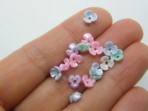100 Flower bead caps random mixed acrylic FS431