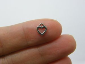 50 Heart charms antique silver tone H268