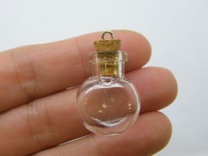 4 Glass bottle pendant with cork silver screw M12
