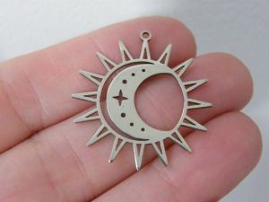 1 Sun moon stars pendant silver stainless steel S307